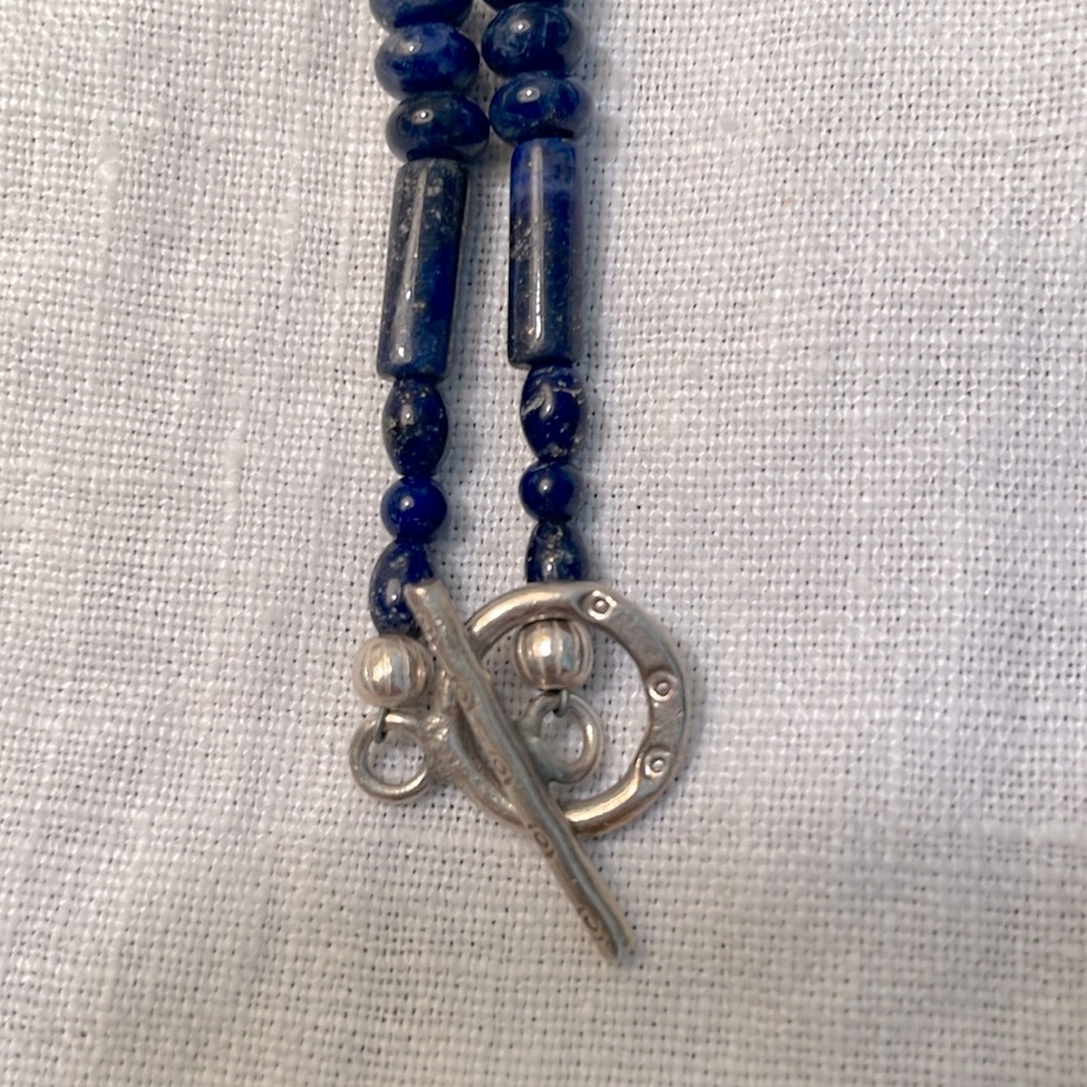Lapis with Thai and Bali Silver Necklace - Picture 3 of 5